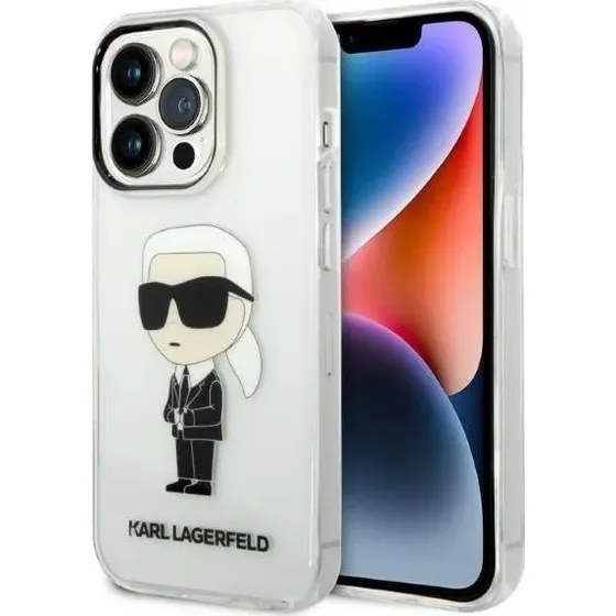 Karl Lagerfeld Ikonik Karl-hylster til iPhone 14 Pro, gennemsigtigt