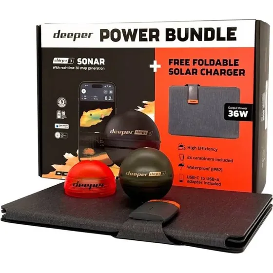 Deeper Sonar Chirp+ 3 Power Bundle med 36W Solcellader