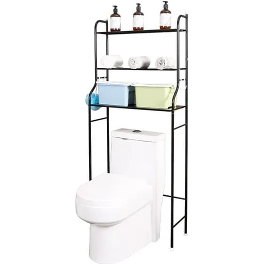 LIVIT Badeværelsesreol Over Toilet, Sort, 48x25x158 cm