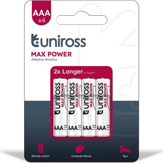 Uniross Max Power Alkaline AAA 1,5V 1300mAh - 4 stk.