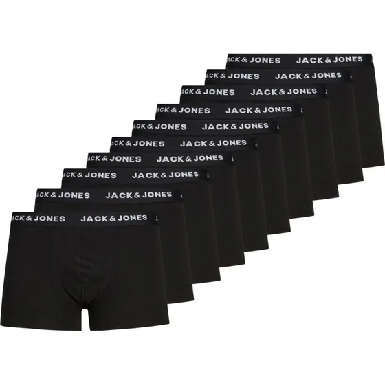Jack & Jones Solid boxershorts 10-pak, sort, str. L