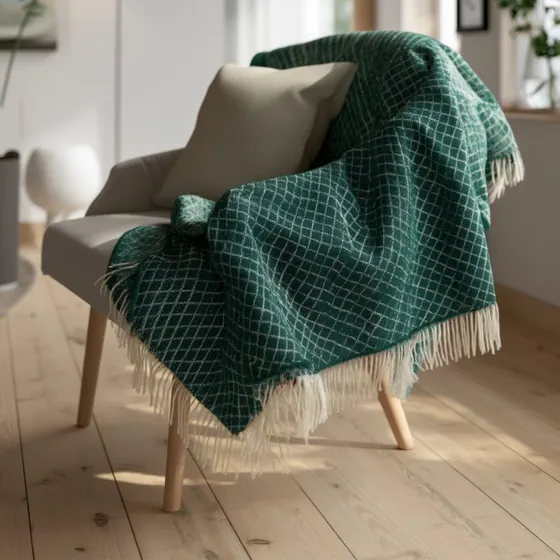 Nordstrand Home Uldplaid Oslo Evergreen - 130x200 cm - Grøn
