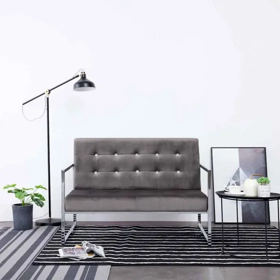 vidaXL 2-personers sofa i mørkegrå velour med kromben