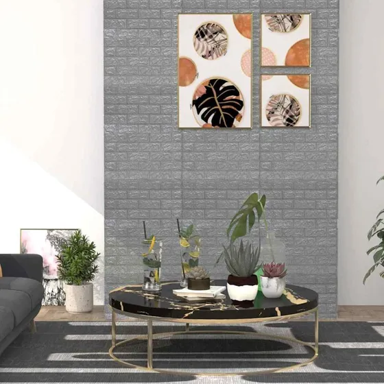 vidaXL 3D vægklistermærker murstensdesign, antracit, 40 stk.
