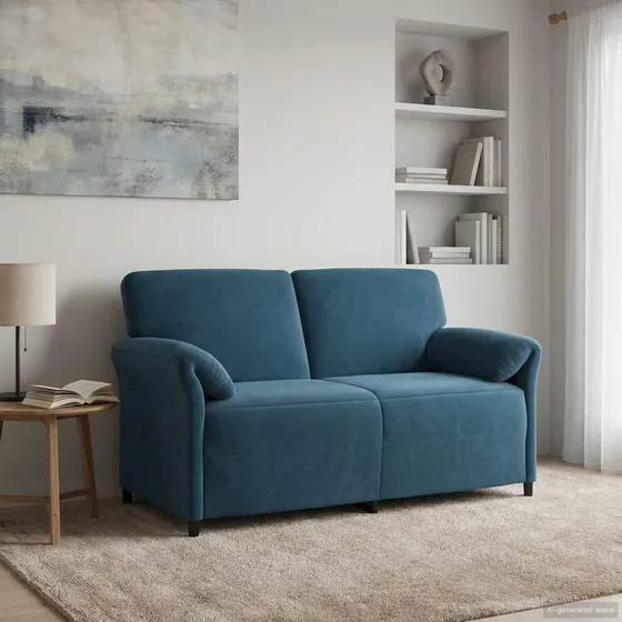 vidaXL 2-personers sofa i blå fløjl - 158 x 83 x 95 cm