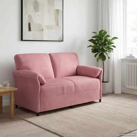vidaXL 2-personers sofa i lyserød fløjl, 158 x 83 x 95 cm