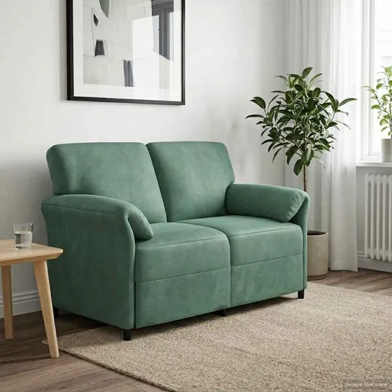 vidaXL 2-personers sofa i havgrøn fløjl, 138 x 83 x 95 cm