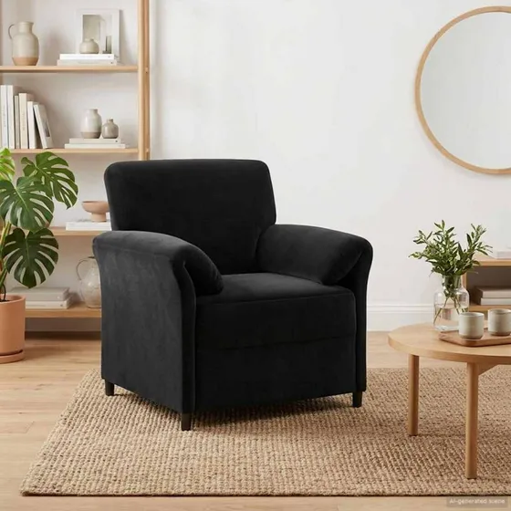 vidaXL 1-personers fløjlsofa, sort, 88 x 83 x 95 cm