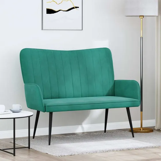 vidaXL 2-personers sofa i turkis fløjl, 115 x 61 x 87 cm