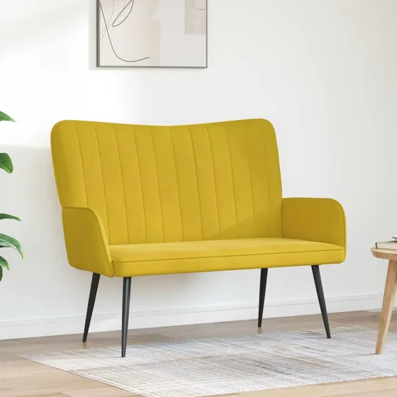 vidaXL 2-personers sofa i gul fløjl, 115 x 61 x 87 cm