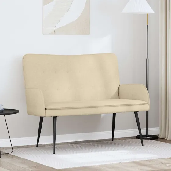 vidaXL 2-personers sofa Cremefarvet 115 x 61 x 87 cm Stof