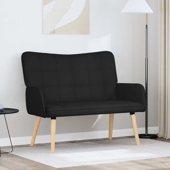 vidaXL 2-personers sofa i sort stof, 115 x 61 x 87 cm