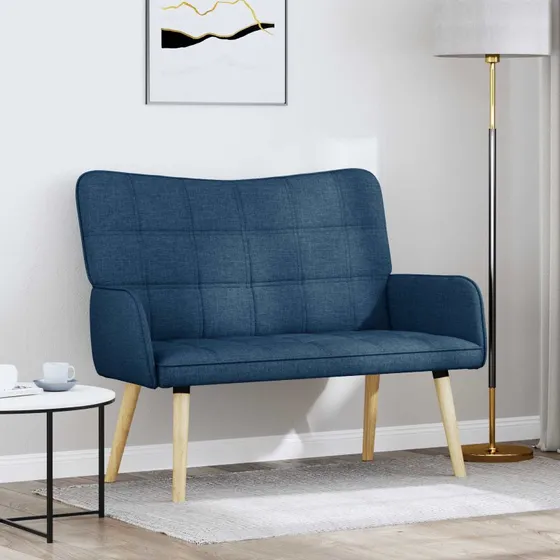 vidaXL 2-personers sofa i blåt stof - 115 x 61 x 87 cm
