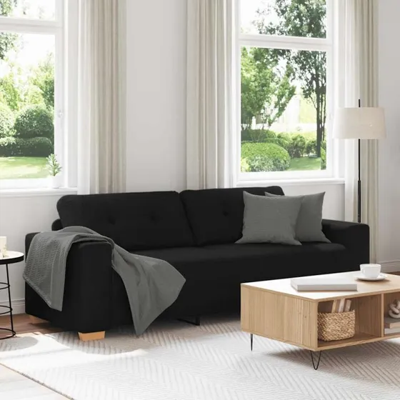 vidaXL 3-personers sofa sort stof 220x78x80 cm