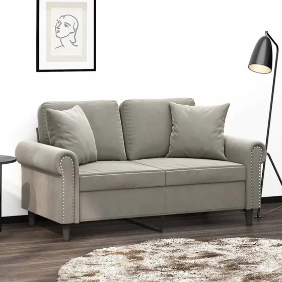 vidaXL 2-personers sofa i lysegrå velour, 120 cm