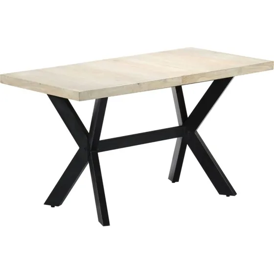 vidaXL Spisebord 140x70x75 cm i afbleget massivt mangotræ
