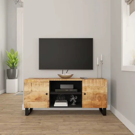 vidaXL TV-bord i massivt mangotræ 105x33x46 cm