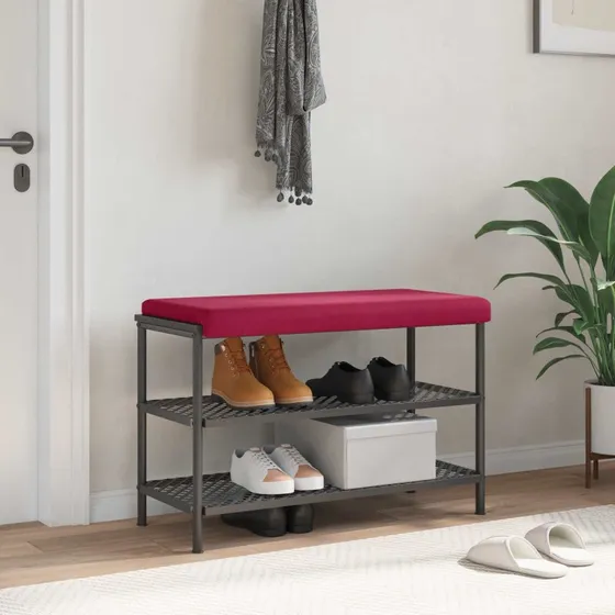 vidaXL Bænkpude Fløjl Vinrød - 35 cm dybde