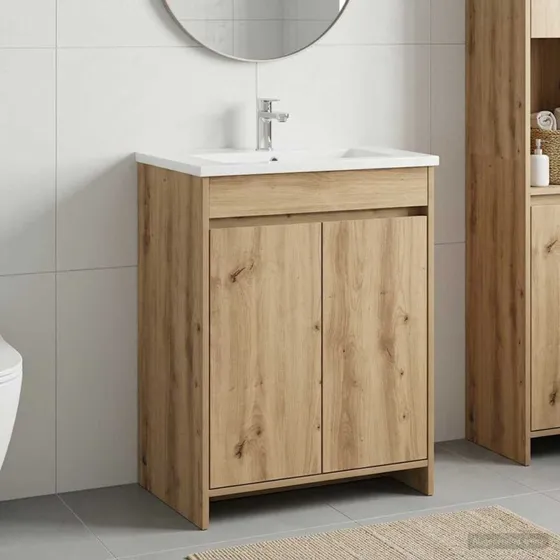 vidaXL Badeværelsesunderskab Artisan-eg 56 x 37,5 x 81 cm