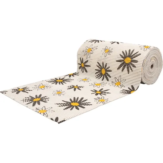 Skridsikker bademåtte i hvid med blomster - 65 cm bred
