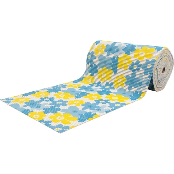 Skridsikker bademåtte i hvid med blomster - 65 cm bred - metermål