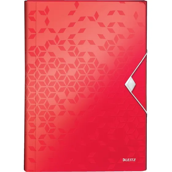 Leitz WOW projektmappe A4 rød – 6 rum, elastik