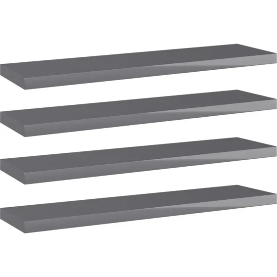 Boghylder 40x10x1,5 cm i grå højglans - Konstrueret træ
