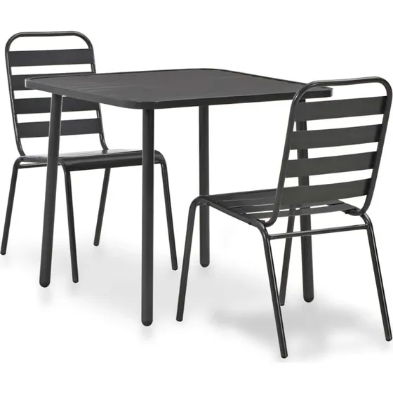 vidaXL Bistrosæt 3 dele i stål, mørkegrå