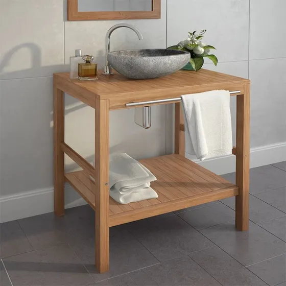 vidaXL Badeværelsesskab i massivt teak 74x45x75 cm