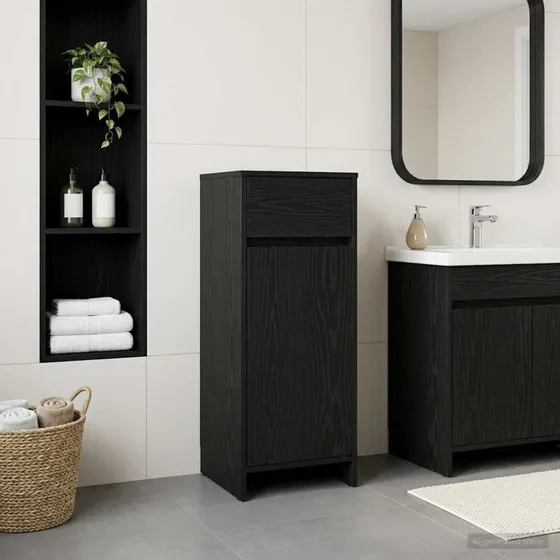 vidaXL Badeværelsesskab Sort Eg 35 x 36,5 x 85 cm