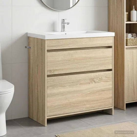 vidaXL Badeværelse Under Vask Skab Sonoma-eg 78,5 x 37,5 x 81 cm
