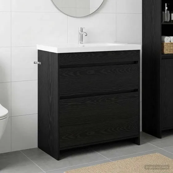 vidaXL Badeværelsesskab Under Vask i Sort Eg, 78,5 x 37,5 x 81 cm