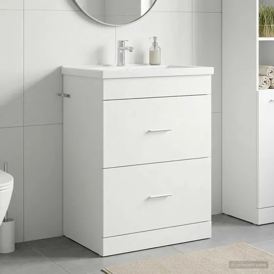 vidaXL Badeværelse Under Vask Skab Hvid 56 x 37,5 x 81 cm