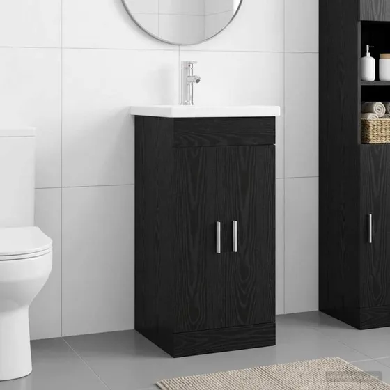 vidaXL Badeværelsesvask Sort Eg 42 x 40 x 84,5 cm