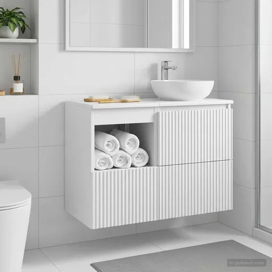 vidaXL Badeværelsesskab Hvid 30 x 41 x 50 cm i konstrueret træ
