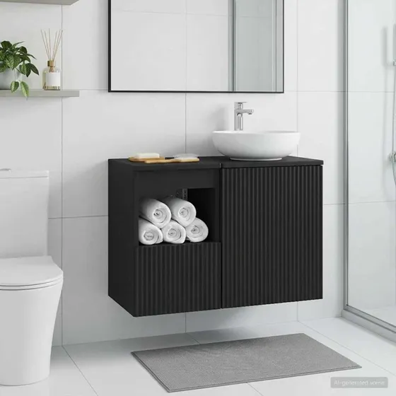vidaXL Badeværelsesskab Sort 30 x 41 x 50 cm i Konstrueret Træ