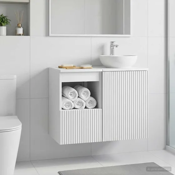 vidaXL Badeværelsesskab Hvid 30 x 35 x 50 cm i konstrueret træ