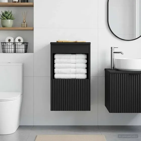 vidaXL Badeværelsesskab Sort 30 x 35 x 50 cm i konstrueret træ