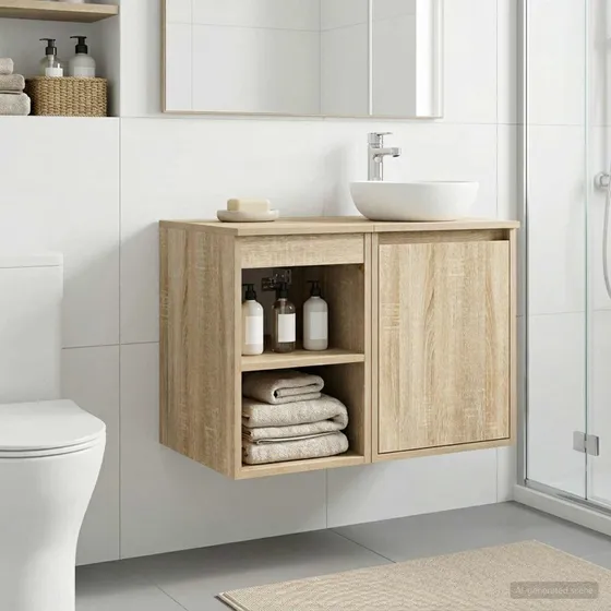 vidaXL Badeværelsesskab Imellem Sonoma-eg 30 x 41 x 50 cm