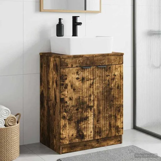 vidaXL Badeværelsesskab med vask i røget eg, 54 x 35 x 83 cm