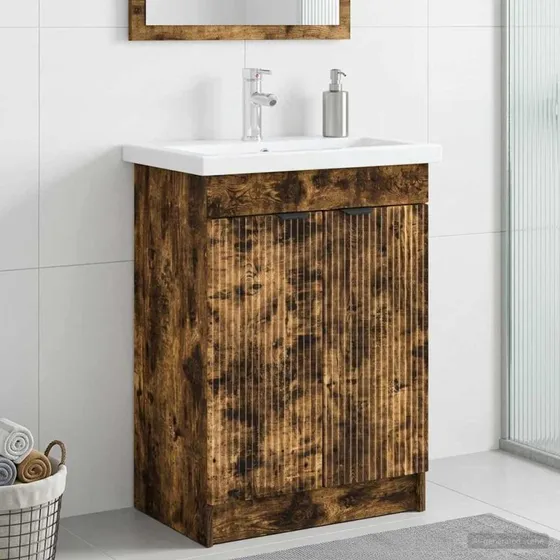 vidaXL Badmøbel under vasken i røget eg, 78,5 x 37,5 x 81 cm