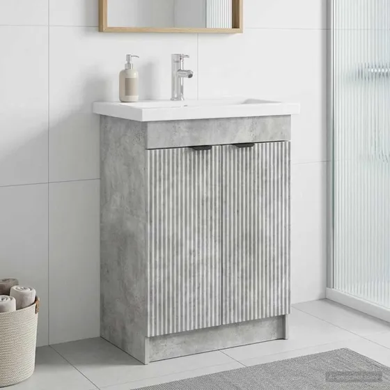 vidaXL Badeværelsesskab under vask - Betongrå 56 x 37,5 x 81 cm