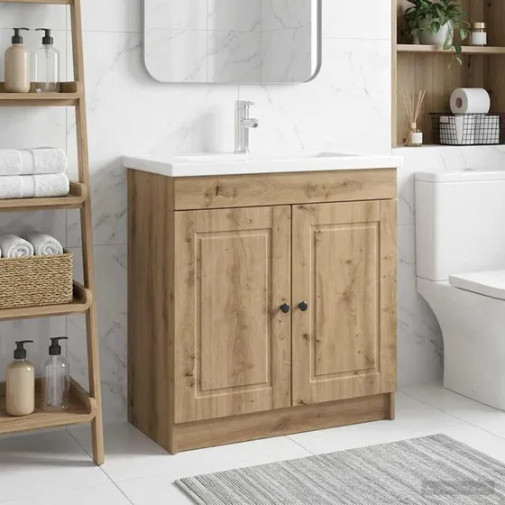 vidaXL Badeværelsesskab under vask Artisan-eg 78,5 x 37,5 x 81 cm