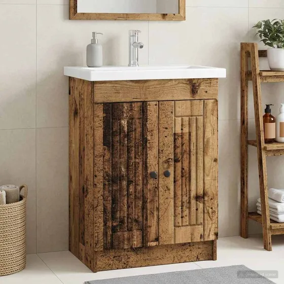 vidaXL Badeværelsesmøbel under vask - Gammelt træ - 78,5 x 37,5 x 81 cm