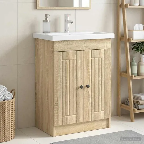 vidaXL Badeværelsesmøbel under vask i Sonoma-eg, 78,5 x 37,5 x 81 cm