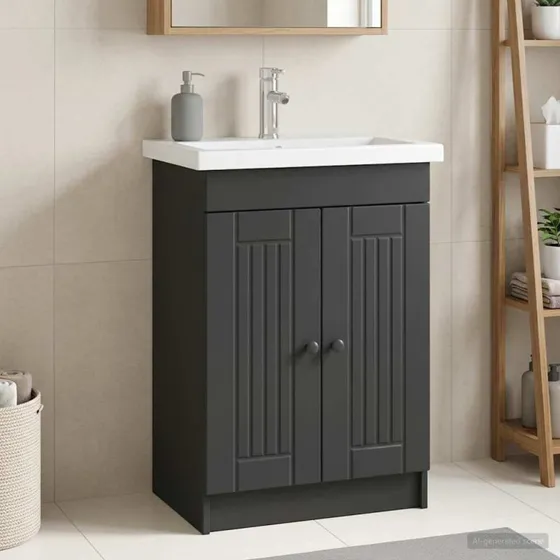 vidaXL Bad møbel under vasken - Sort - 56 x 37,5 x 81 cm