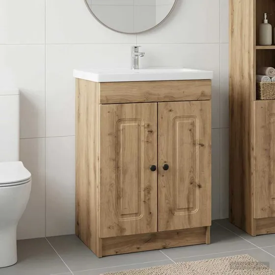 vidaXL Bad møbel under vasken Artisan-eg 56 x 37,5 x 81 cm