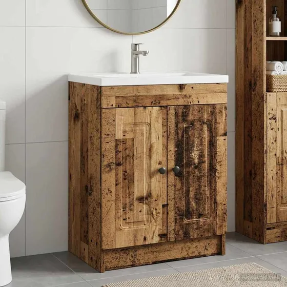vidaXL Badeværelsesmøbel under vask - Gammelt træ - 56 x 37,5 x 81 cm