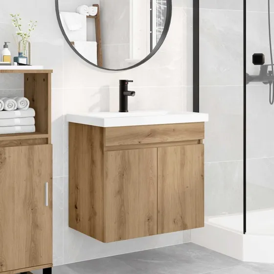 vidaXL Badeværelses Vanity-enhed med Armatur i Artisan-eg