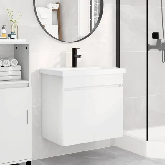 vidaXL Badeværelses Vanity-enhed med Armatur, Hvid 61x40x74,5 cm